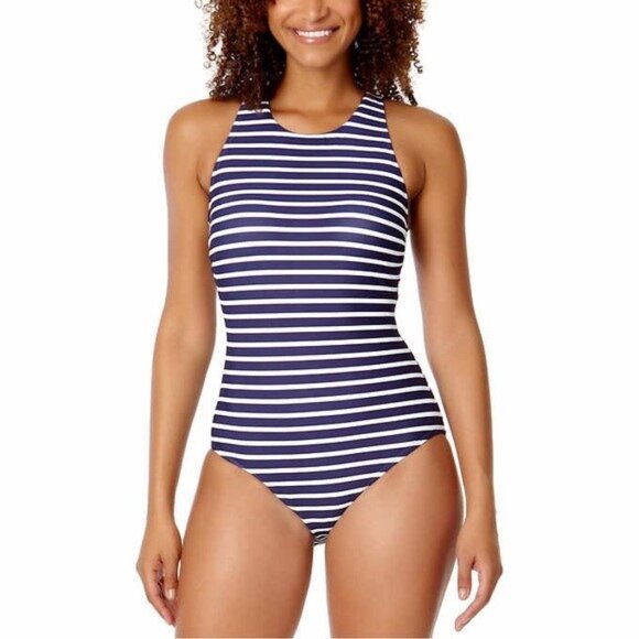 Lands End Womens Nautical One-Piece Swimsuit - Picture 1 of 2